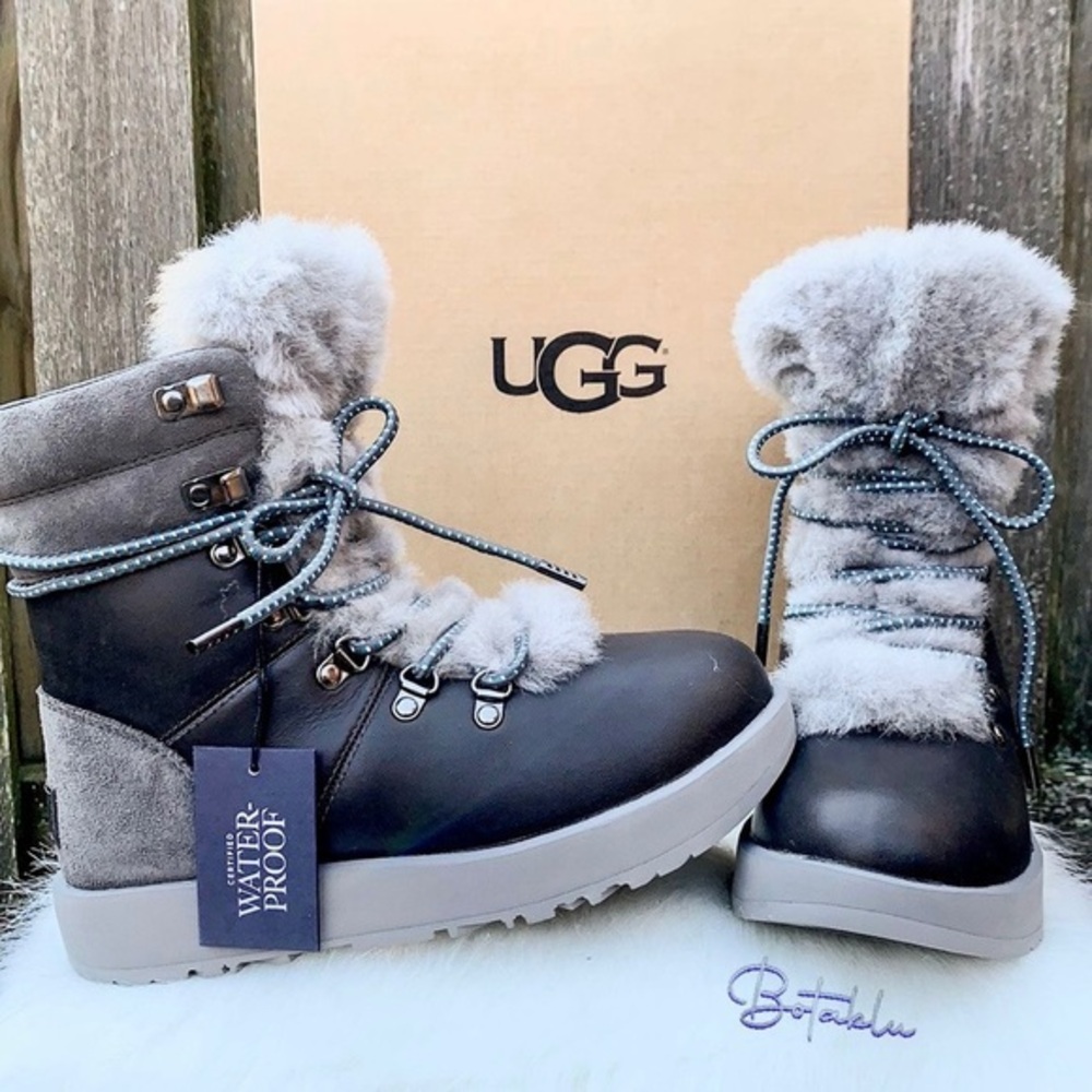 UGG Viki Waterproof NEW Lace Up Shearling Lined Winter Snow Rain Boots Size 5.5